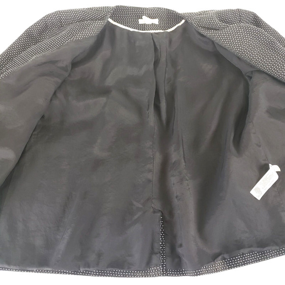 Eileen Fisher Black Collarless Organic Cotton Open Front Blazer Jacket 1/2 Sleev - Picture 2 of 8